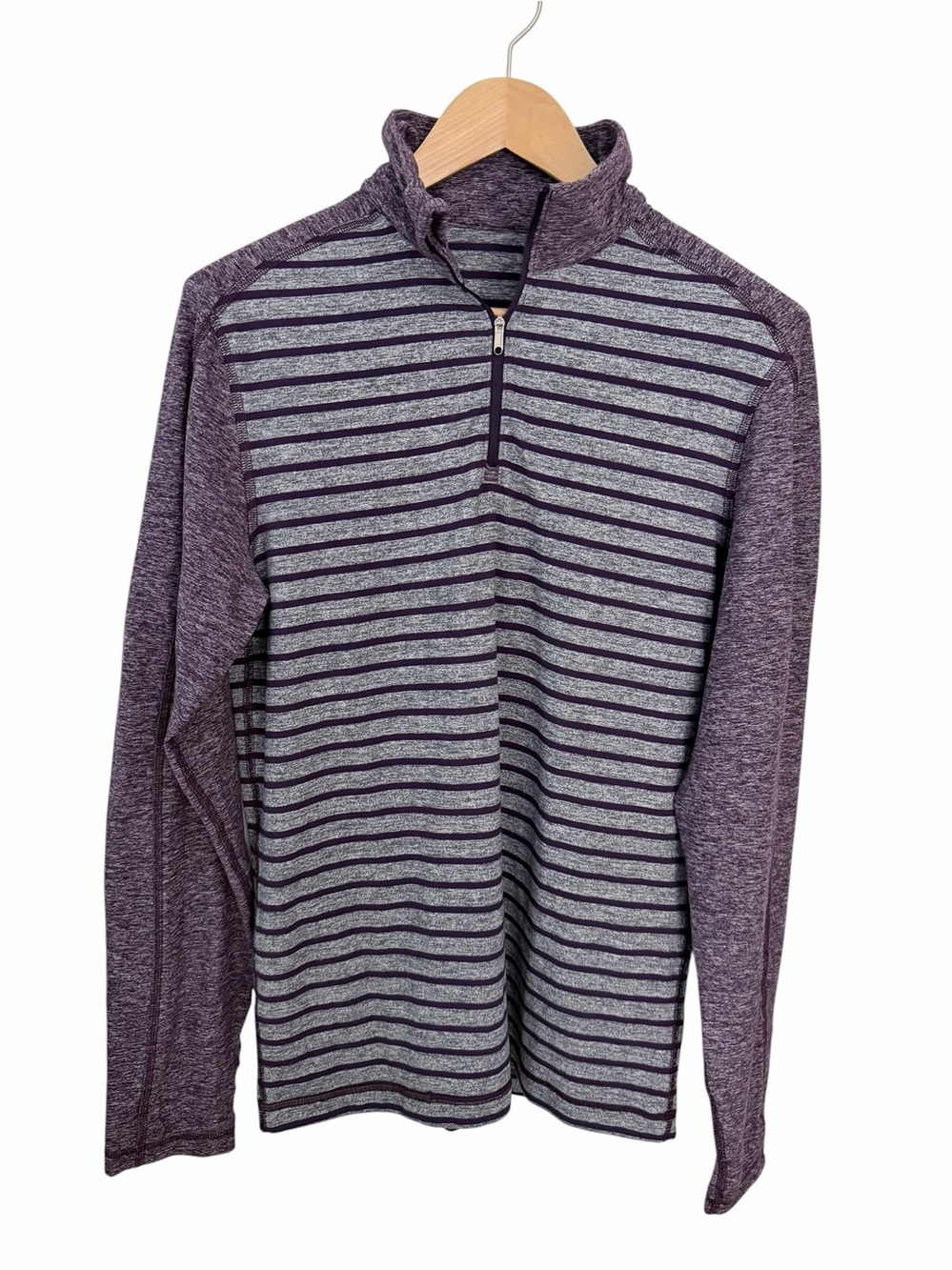 LULULEMON Deep Zinfandel Stripe Surge Warm 1/2 Zip Rulu Running Top size M